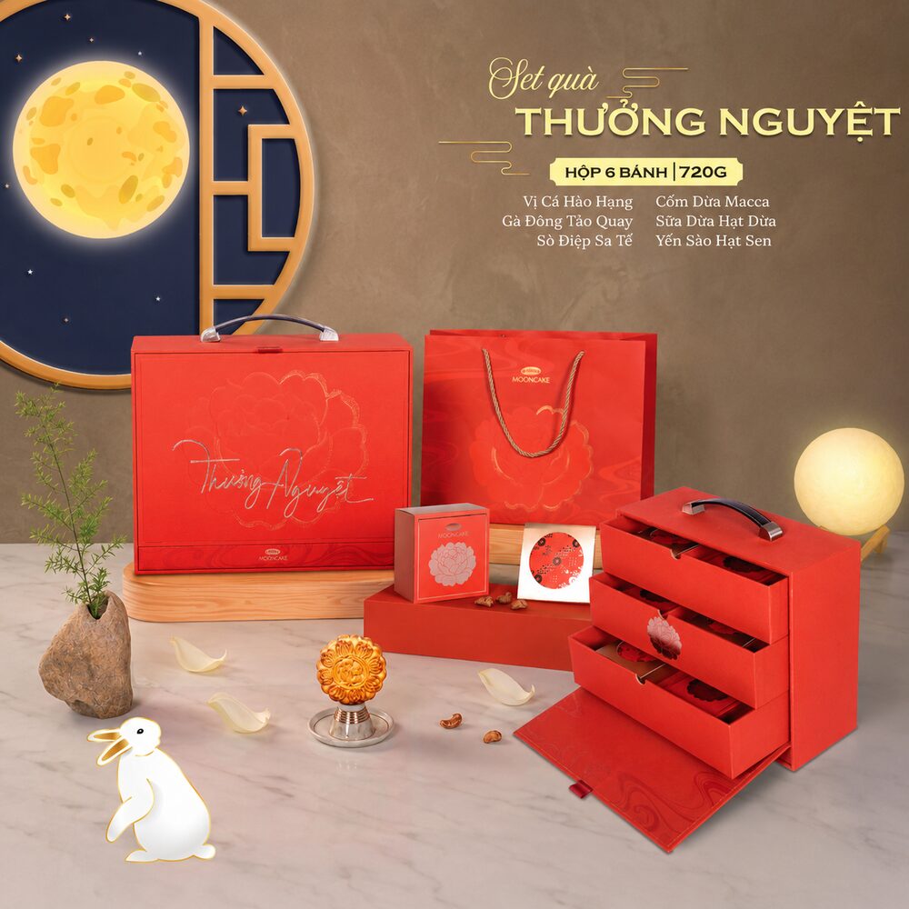 Set quà Thưởng Nguyệt Bibica 2026 — 720g 6 bánh